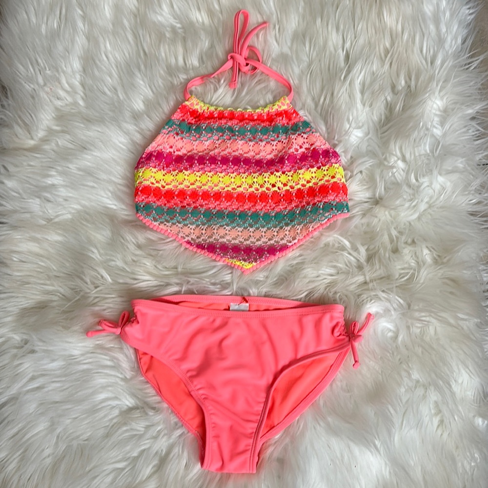 Girls Cat & Jack 2 PC Bathing Suit Size 7/8